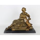 Antique Gilt Bronze Woman on Marble Base