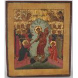 Early Antique Russian Icon, Resurrection