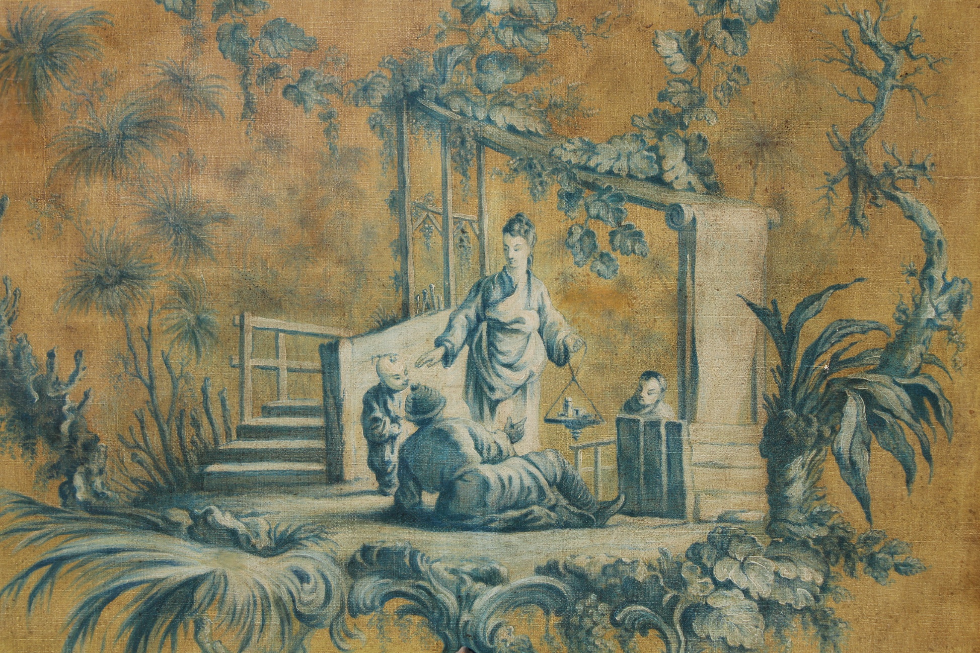 Antique French Trumeau, Chinoiserie Painting - Image 3 of 7