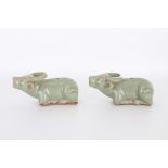 Pair, Chinese Longquan celadon figures