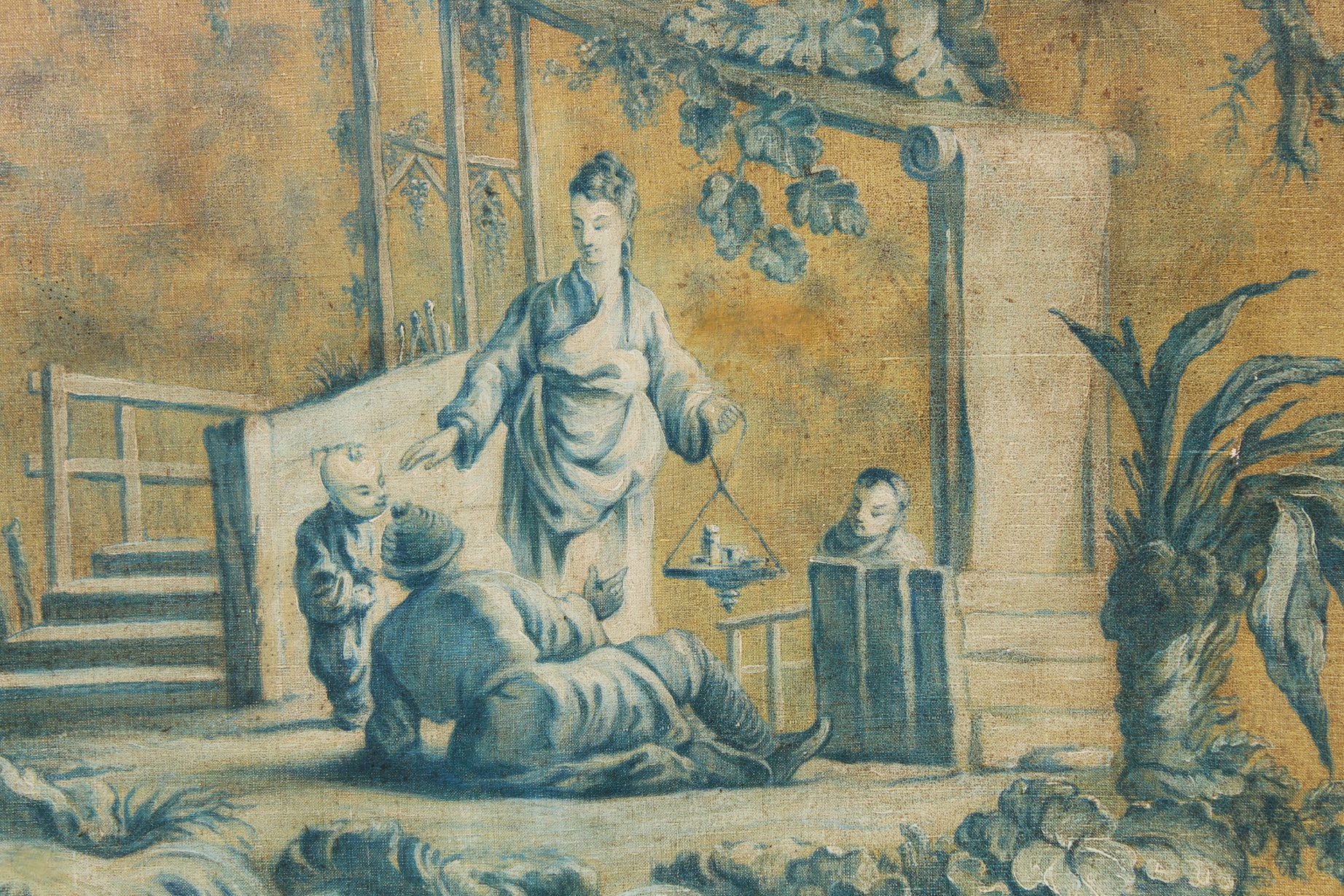 Antique French Trumeau, Chinoiserie Painting - Image 4 of 7