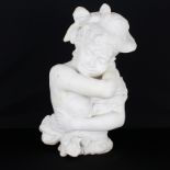 Antique Carved Marble Sculpture of a Woman, Signed