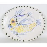 Picasso Madoura, "White Ground Fish" Ceramic Plate