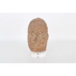 Oriental Terra Cotta Head Mounted on Lucite