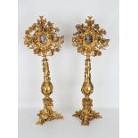 Pair of Large Gilt Reliquaries