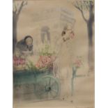 Louis Icart "Flower Seller" Etching