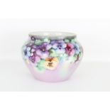Signed Limoges Lavender-Glaze Floral Jardinere