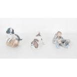 (3) Lladro Porcelain Dog Figurines