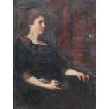 American School Painting of Seated Woman