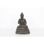 Marked, Early Antique Bronze Seated Buddha Figure