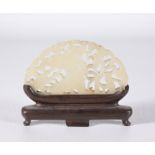 Antique Carved/Reticulated White Jade on Stand
