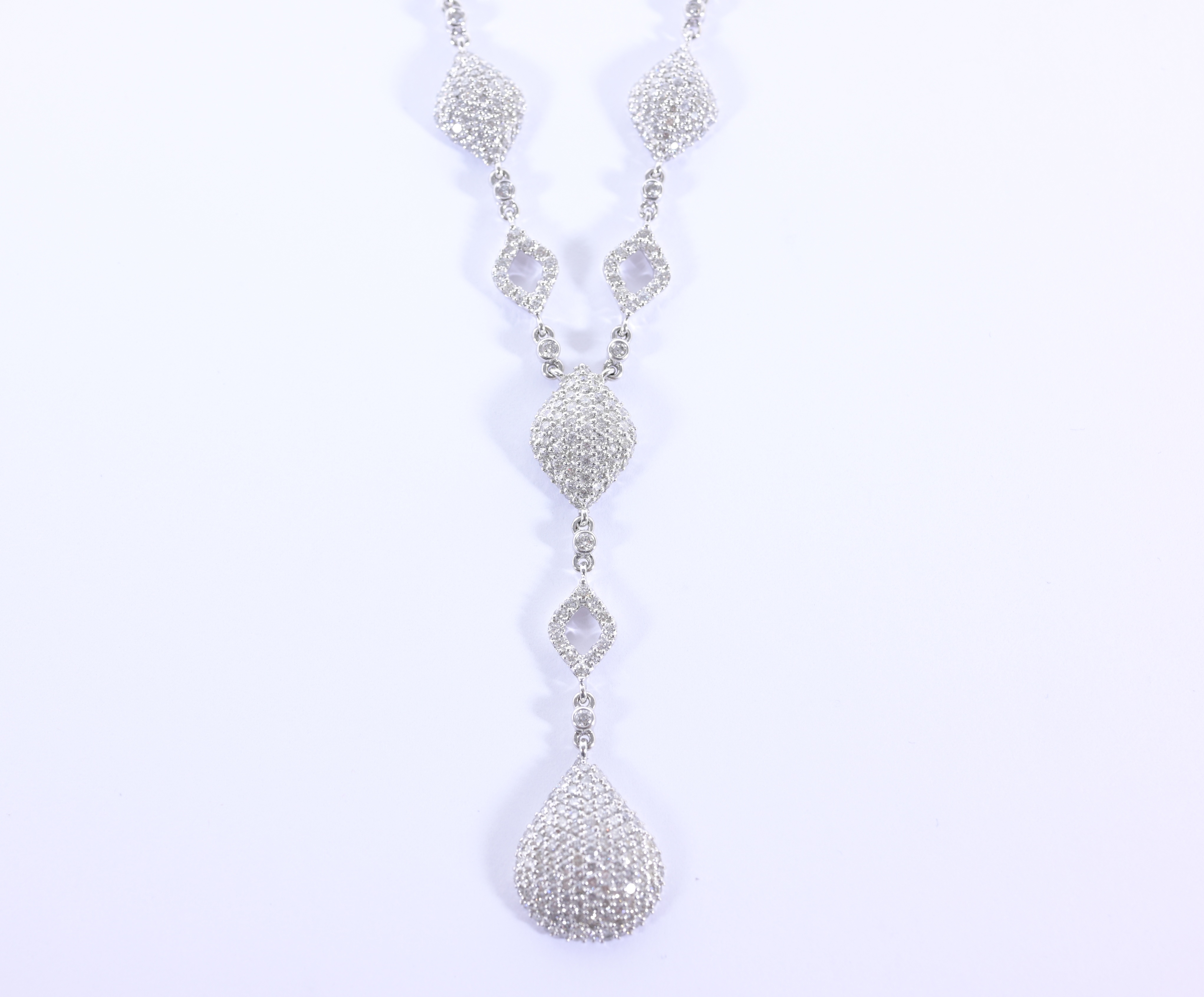 14K White Gold & Diamond Drop Necklace - Image 2 of 6