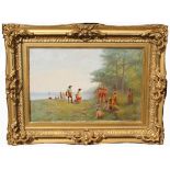 Antique Painting of Pilgrims and Indians