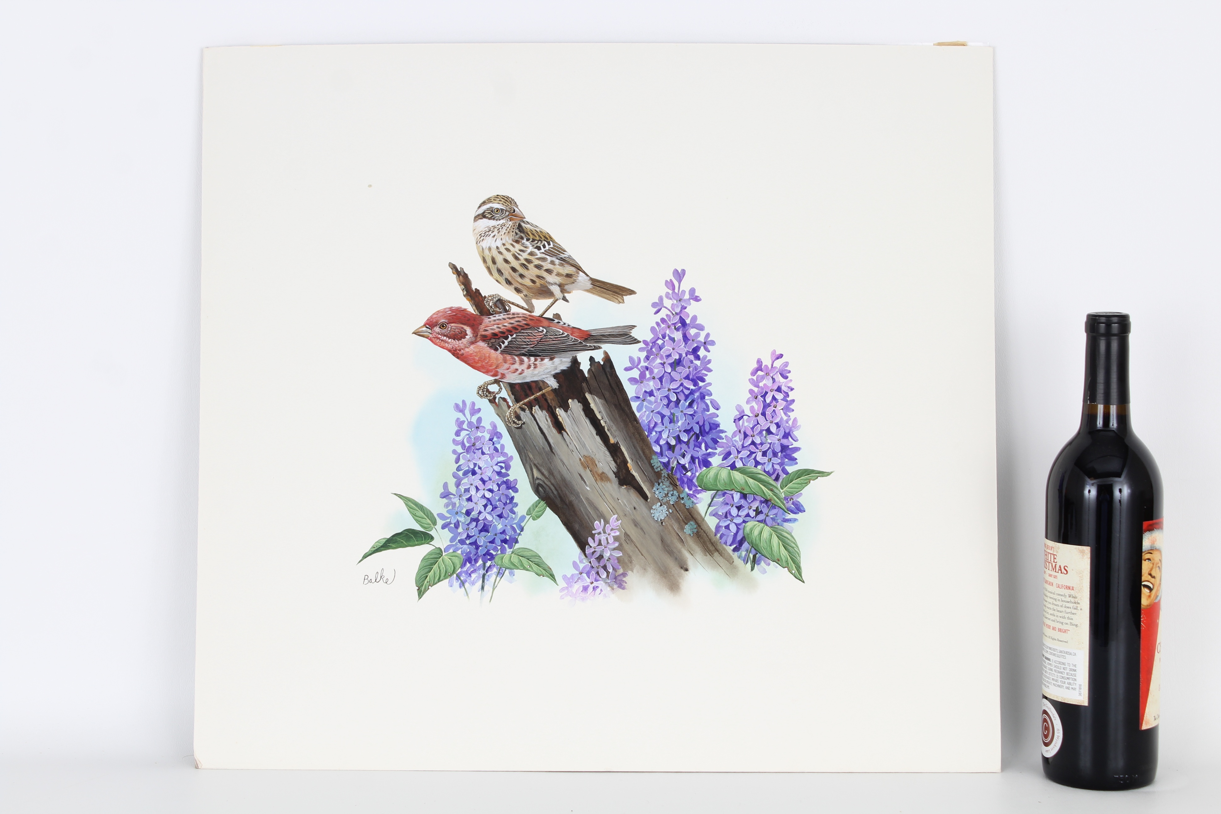 Don Balke (B. 1933) "Purple Finch and Lilac" W/C - Image 2 of 4