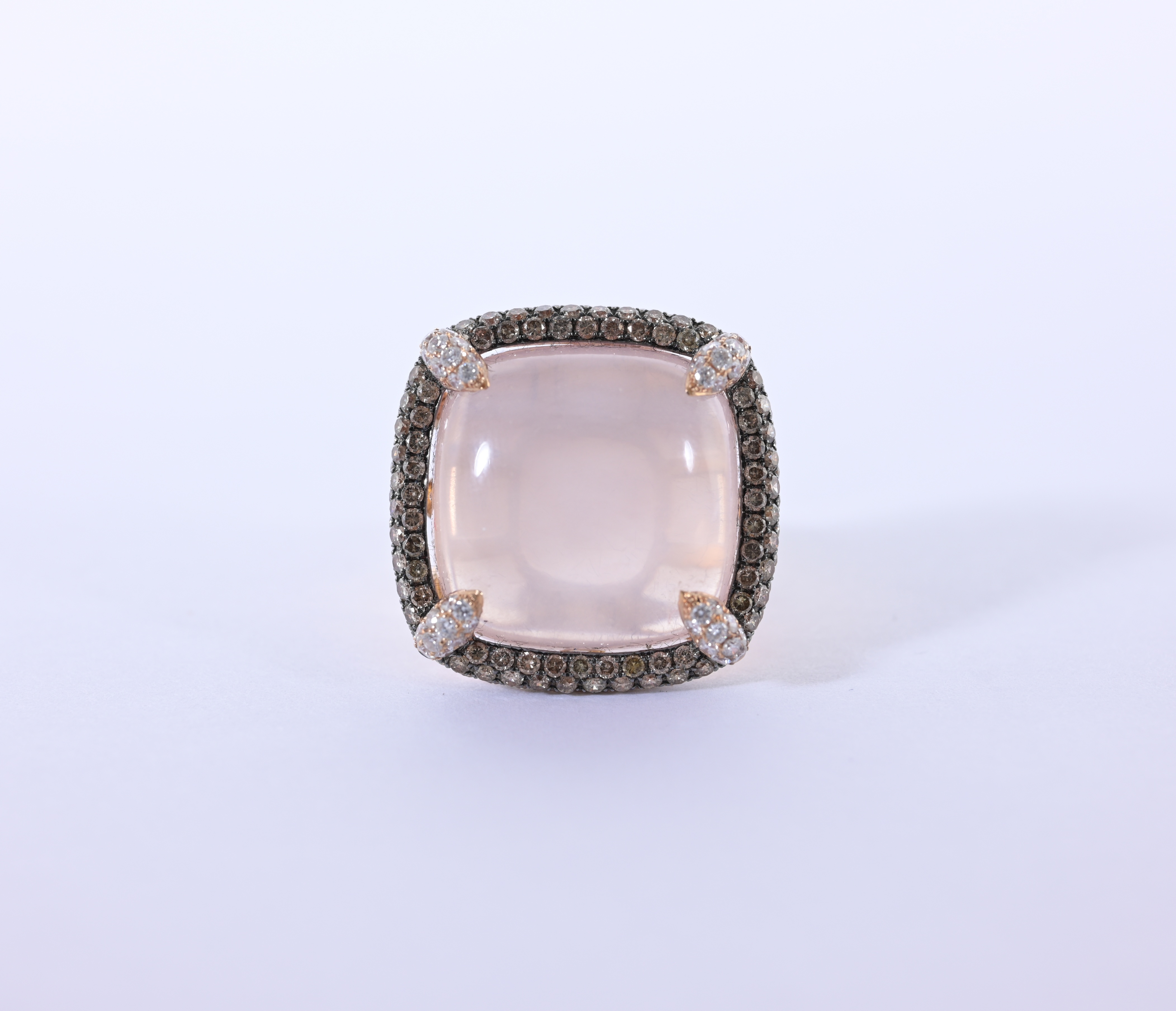 18K Gold, Rose Quartz & Diamond Ring - Image 2 of 5