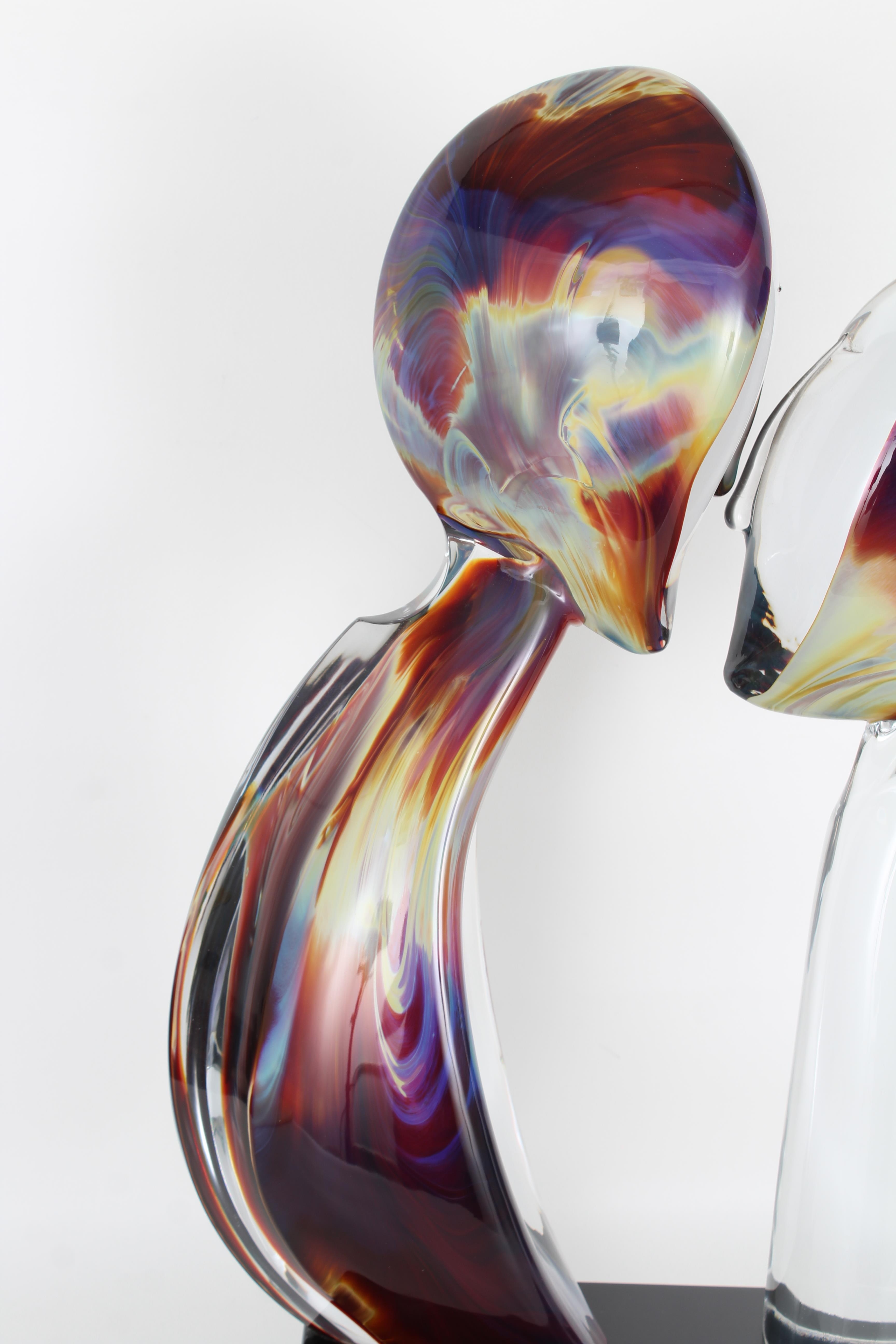 Dino Rosin "The Kiss" Glass Sculpture - Image 7 of 9