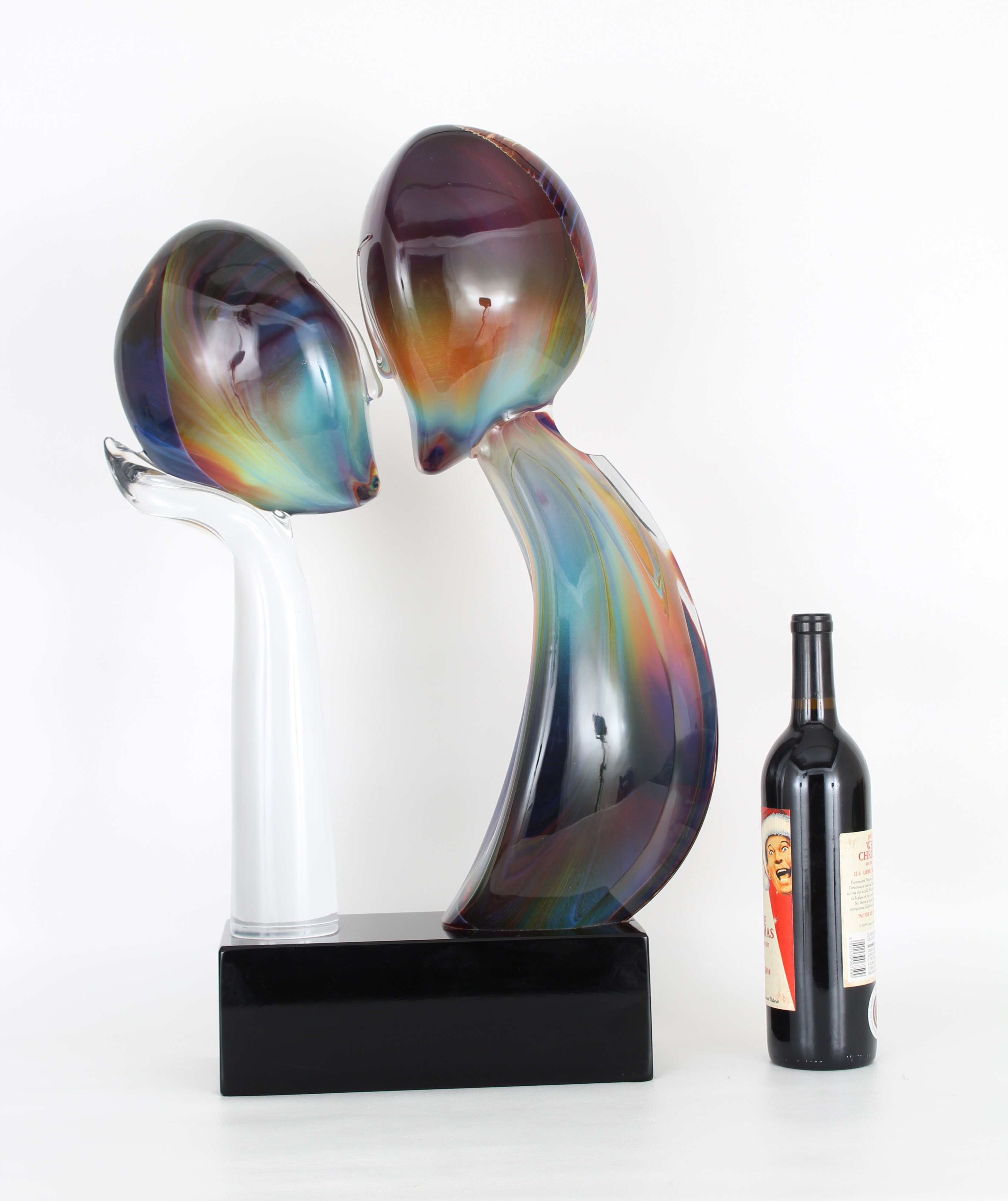 Dino Rosin "The Kiss" Glass Sculpture - Image 2 of 9