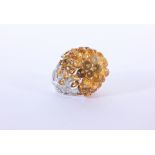 18K White Gold, Citrine Cluster Ring