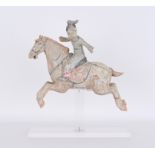 Tang Dynasty, Rare Female Polo Player on Horseback