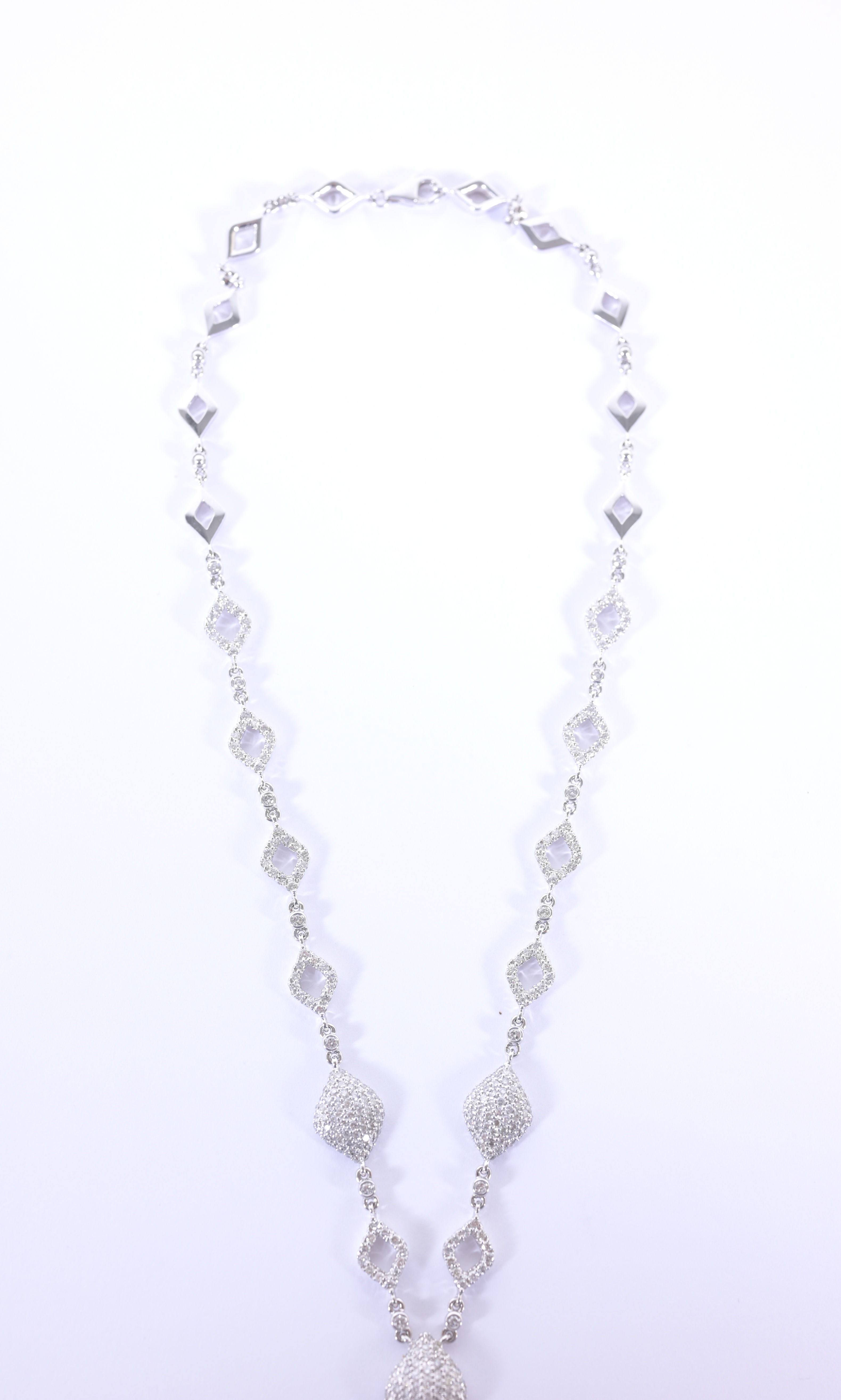 14K White Gold & Diamond Drop Necklace - Image 4 of 6