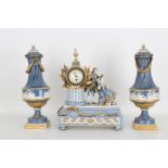 Antique Italian Porcelain Clock Set
