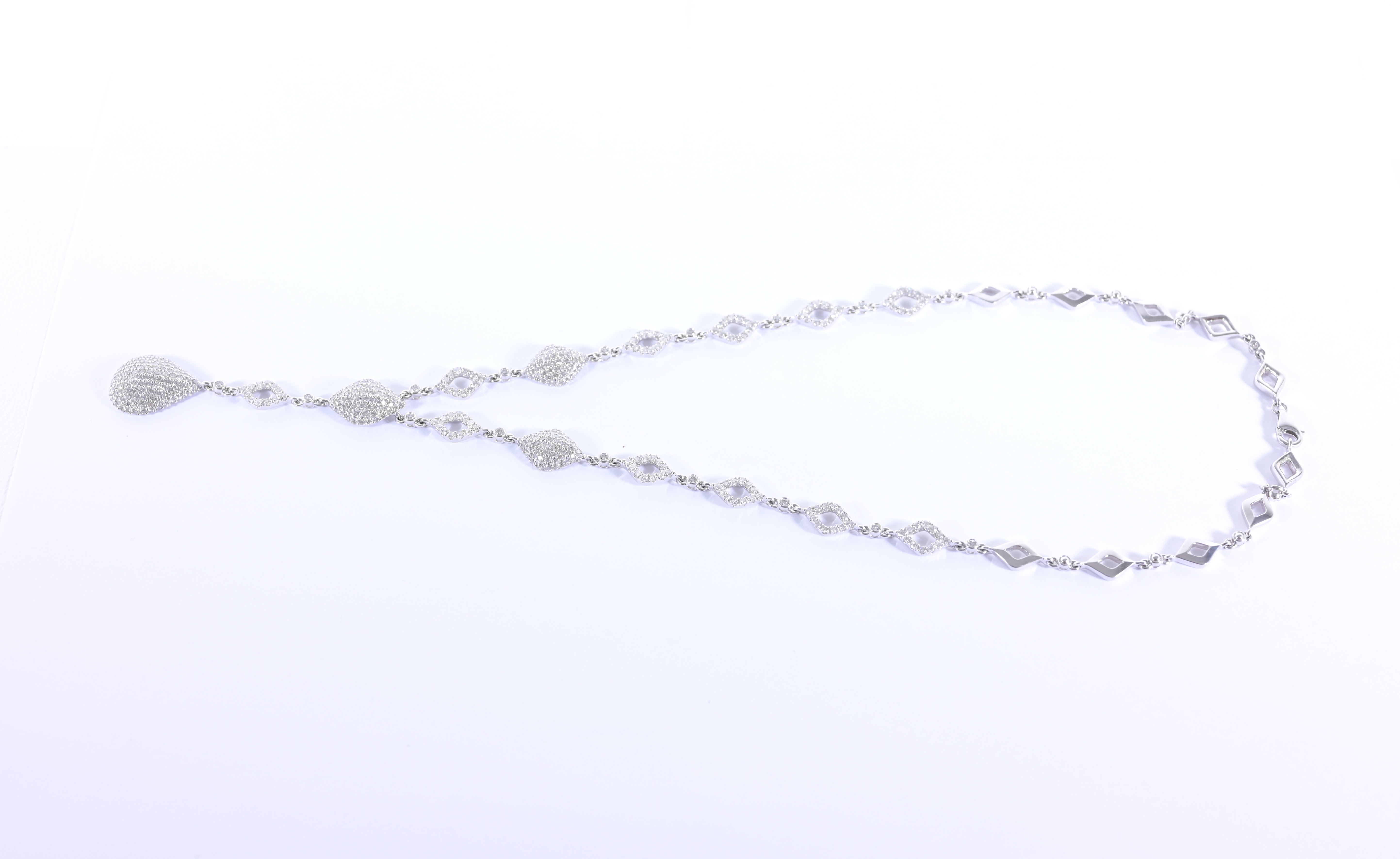 14K White Gold & Diamond Drop Necklace - Image 5 of 6