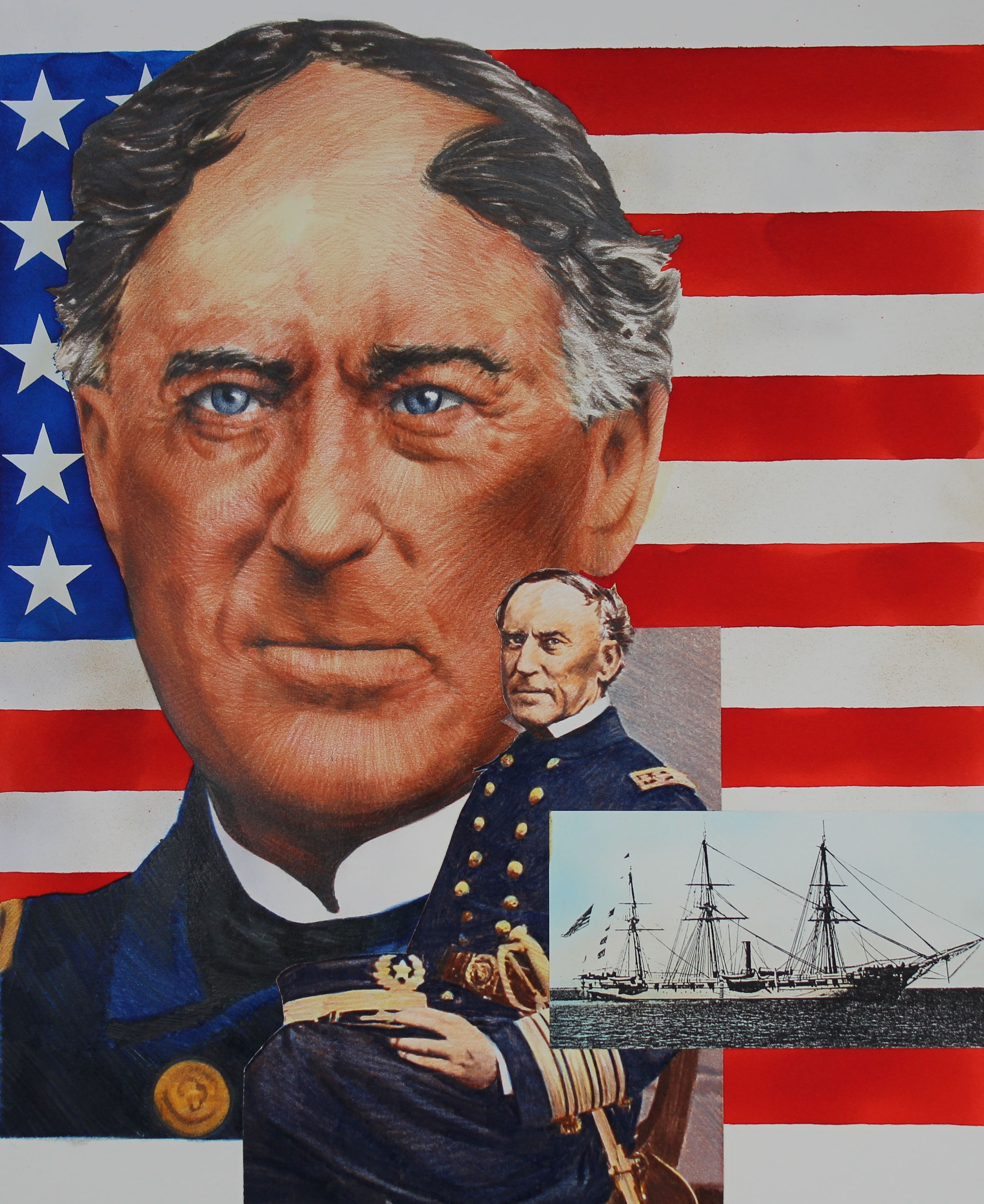 Chris Calle (B. 1961) "David Farragut" Watercolor