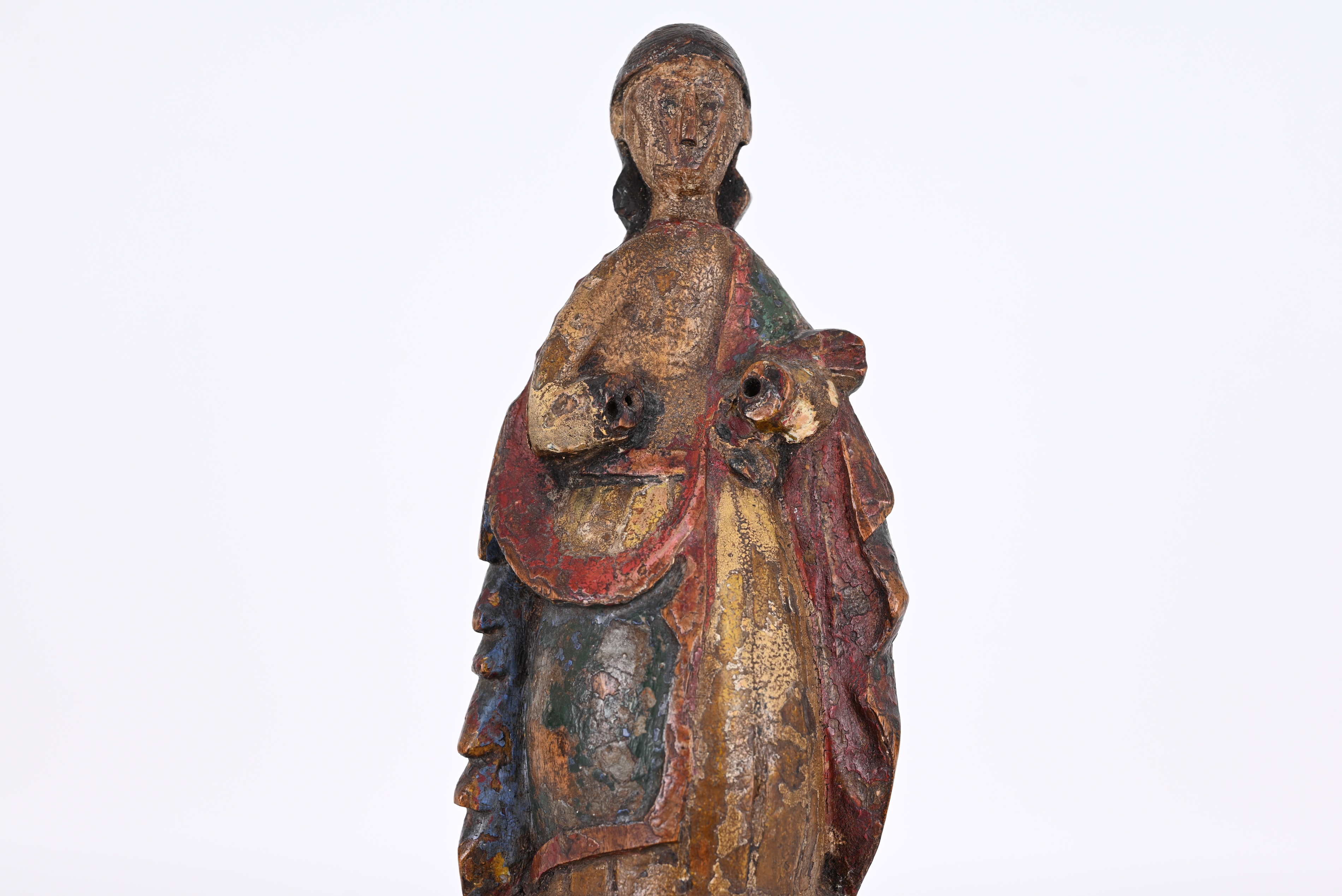 Antique Spanish School Carved Polychrome Figure - Image 8 of 9