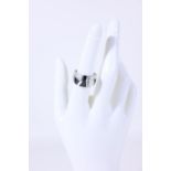 14K Gold Mother of Pearl, Onyx and Diamond Ring