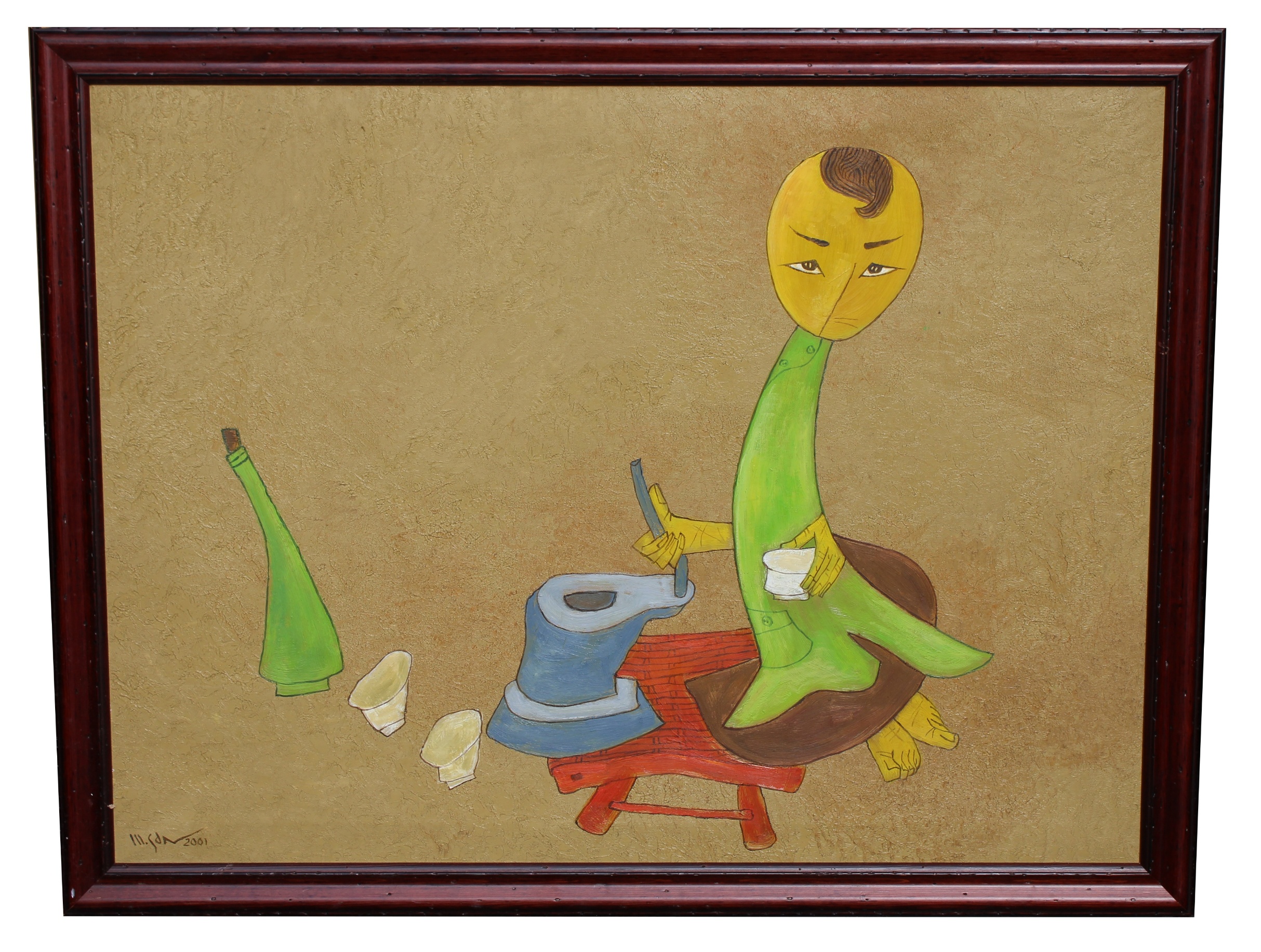 Southeast Asian School, Signed Figural Painting - Image 2 of 4