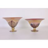 (2) Rick Strini Art Glass Compotes