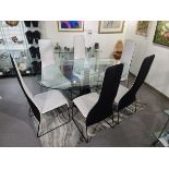 Mid Century Style Glass Dining Table & Chairs