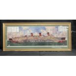 CUNARD: R.M.S. Queen Mary cross-sectional colour plan. 12ins. x 36ins.