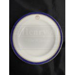 WHITE STAR LINE: First-Class Copeland Spode Stonier and Company dinner plate with cobalt blue and