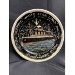R.M.S. OLYMPIC: Unusual soot etched commemorative plate. 10ins.