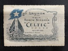 WHITE STAR LINE: Rare R.M.S. Celtic launch brochure sixteen pages, Circa 1901.