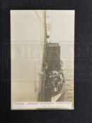 R.M.S. TITANIC: Rare J.W. Barker real photo postcard of a Titanic lifeboat alongside Carpathia.