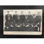 R.M.S. TITANIC: Real photo postcard of 'Captain Smith and Officers of SS Titanic.' Notation on