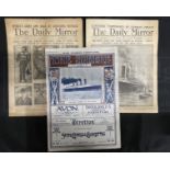 R.M.S. LUSITANIA: Newspapers to include Daily Mirror May 8th and May 10th 1915 and The Sphere May