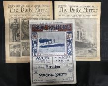 R.M.S. LUSITANIA: Newspapers to include Daily Mirror May 8th and May 10th 1915 and The Sphere May