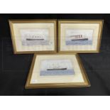 MARITIME ART: 20th Century English School D.J. Lund watercolours of Titanic, H.M.Y. Britannia and