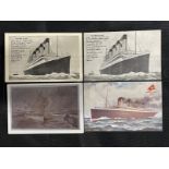 R.M.S. TITANIC: Real photo and other postcards of the ill-fated liner. (4)