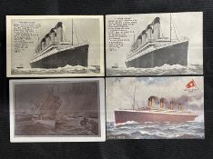 R.M.S. TITANIC: Real photo and other postcards of the ill-fated liner. (4)