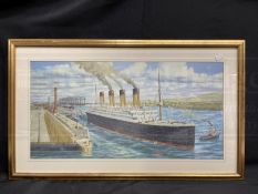 R.M.S. TITANIC: Simon Fisher limited edition print 209/500 The Titanic at Queenstown signed by the