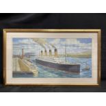 R.M.S. TITANIC: Simon Fisher limited edition print 209/500 The Titanic at Queenstown signed by the