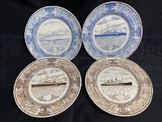 OCEAN LINER: Decorative Masons Ironstone plates for S.S. Homeric, R.M.S. Queen Mary and S.S.