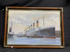 R.M.S. TITANIC: 20th Century English School S.S. Titanic Departure from Southampton, oil on canvas