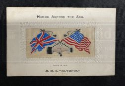 WHITE STAR LINE: Unusual R.M.S. Olympic postcard written on board, postally used Queenstown
