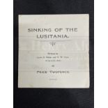 R.M.S. LUSITANIA: Rare pamphlet titled The Sinking of The Lusitania by Lewis O. Baker and R. W.