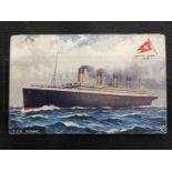 R.M.S. TITANIC: Titanic on-board postcard, Sailing Day April 10th, 1912. William and Cordelia Lobb
